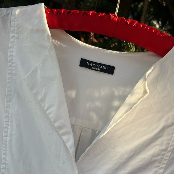 Guess Marciano Crisp White Cotton Shirtdress | Button-Down Bib-Front Dress | S - Picture 10 of 14